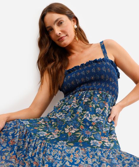 vestido midi feminino de tule floral verde