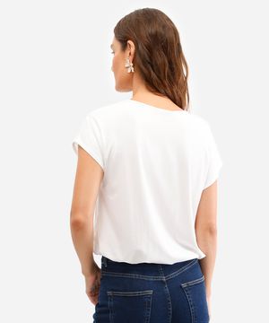 blusa feminina texturizada com amarração off white