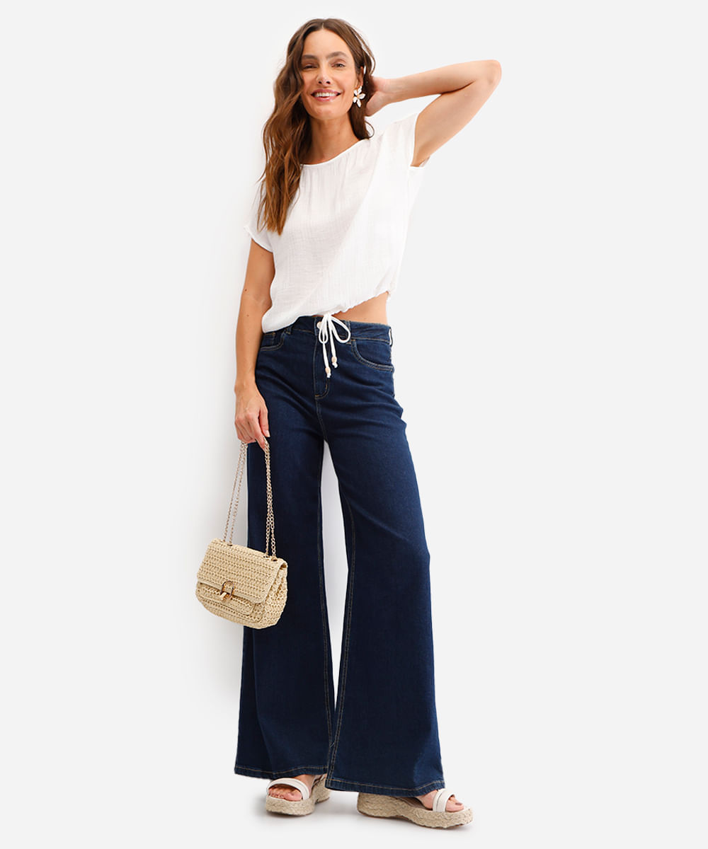 blusa feminina texturizada com amarração off white
