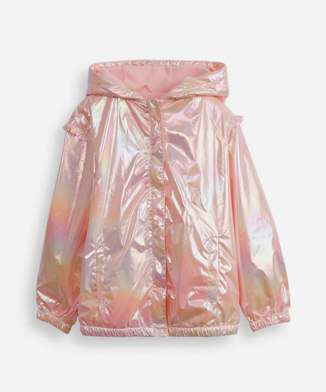 jaqueta infantil furta cor com capuz rosa