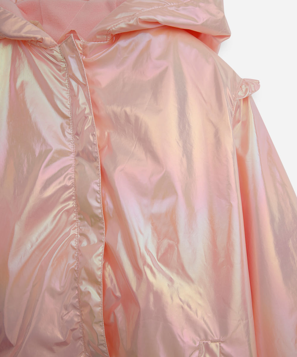 jaqueta infantil furta cor com capuz rosa