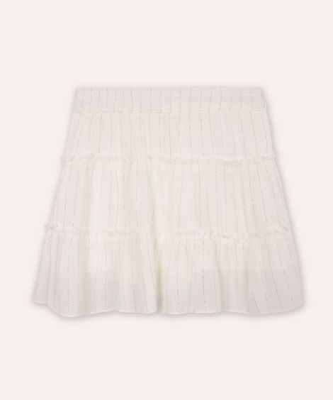 short saia infantil com lurex listrado off white