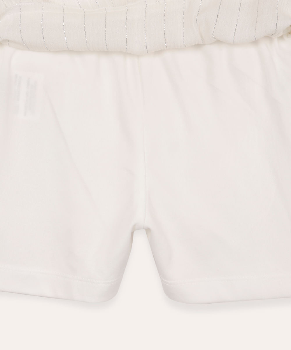short saia infantil com lurex listrado off white