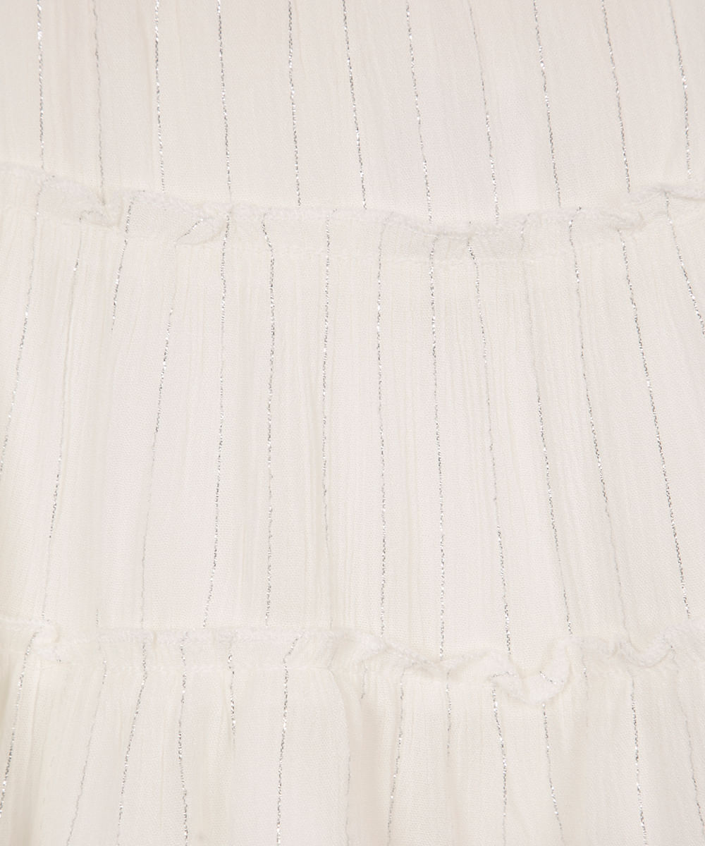 short saia infantil com lurex listrado off white