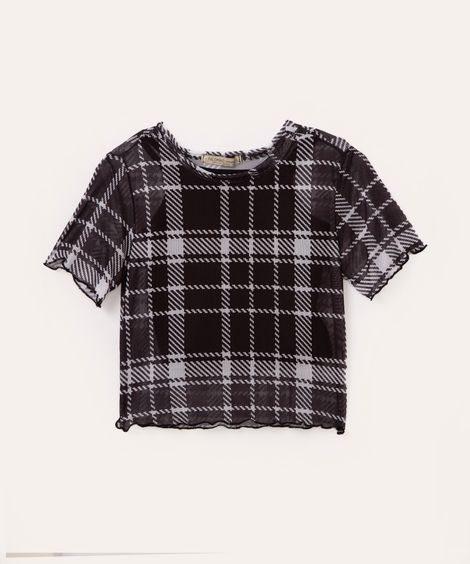 blusa de tule infantil xadrez  colorida