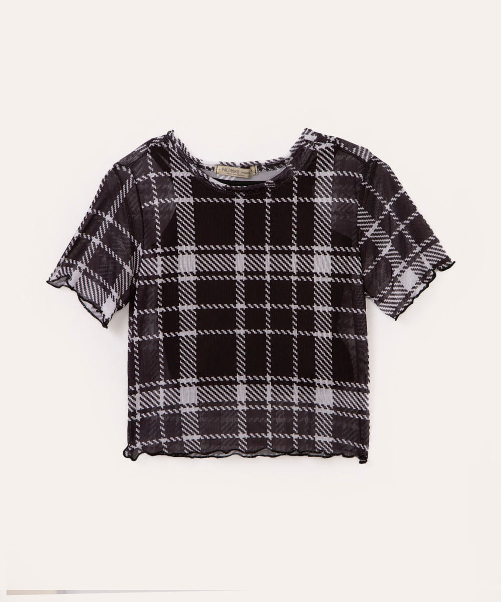 blusa de tule infantil xadrez  colorida