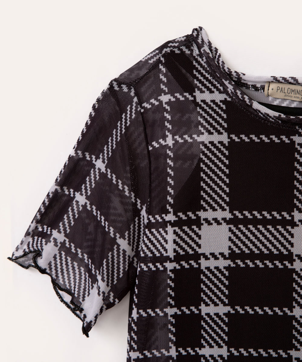 blusa de tule infantil xadrez  colorida