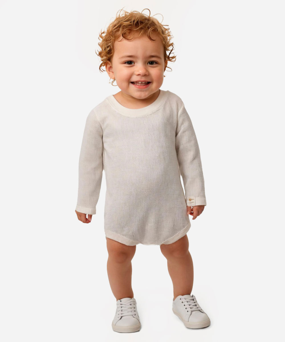 Body infantil manga longa off white