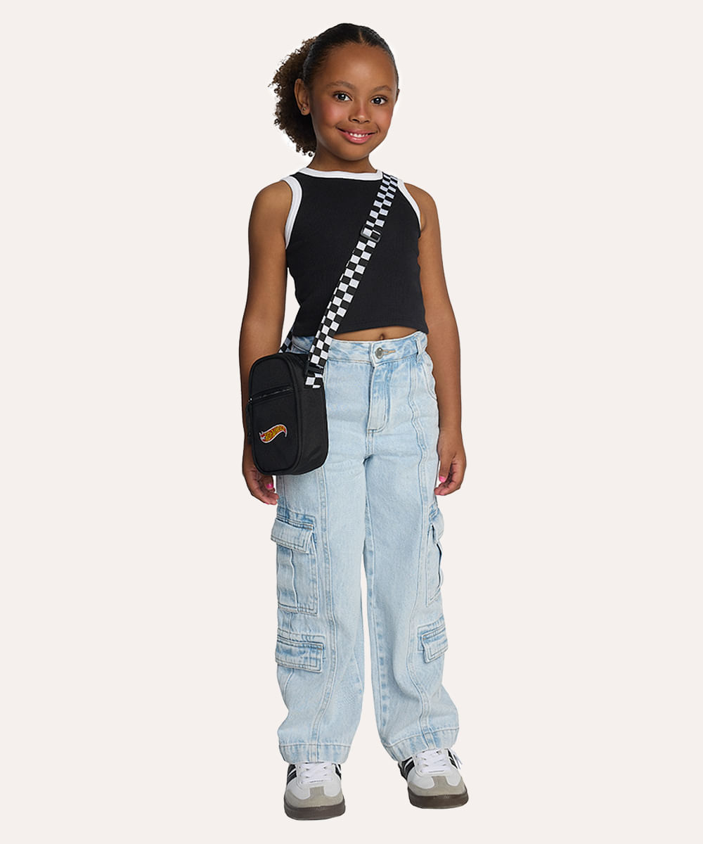 regata de algodão infantil preta