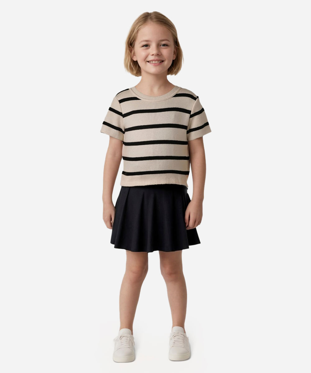 cropped de tricot infantil listrado preto