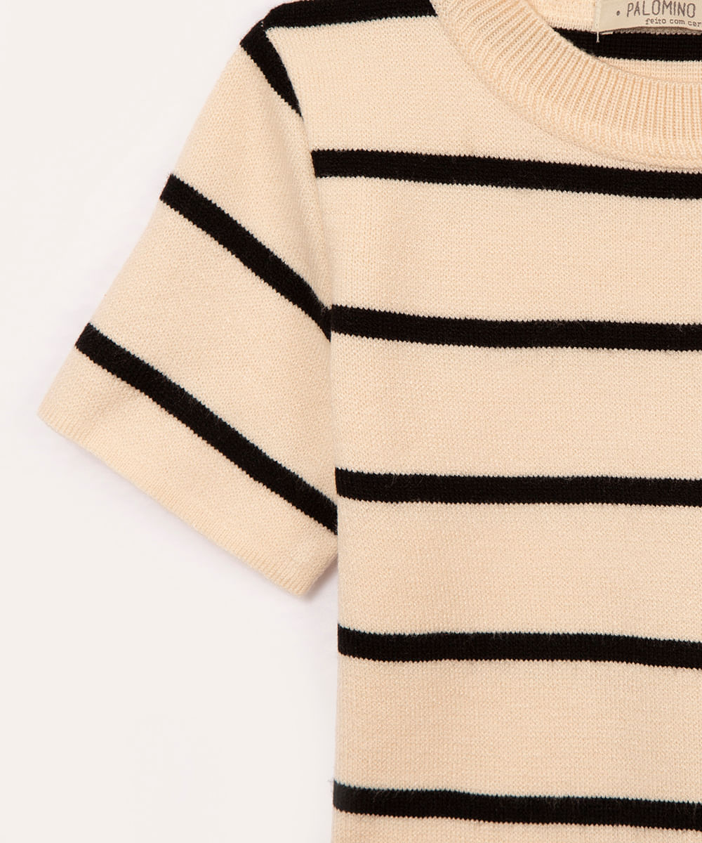 cropped de tricot infantil listrado preto