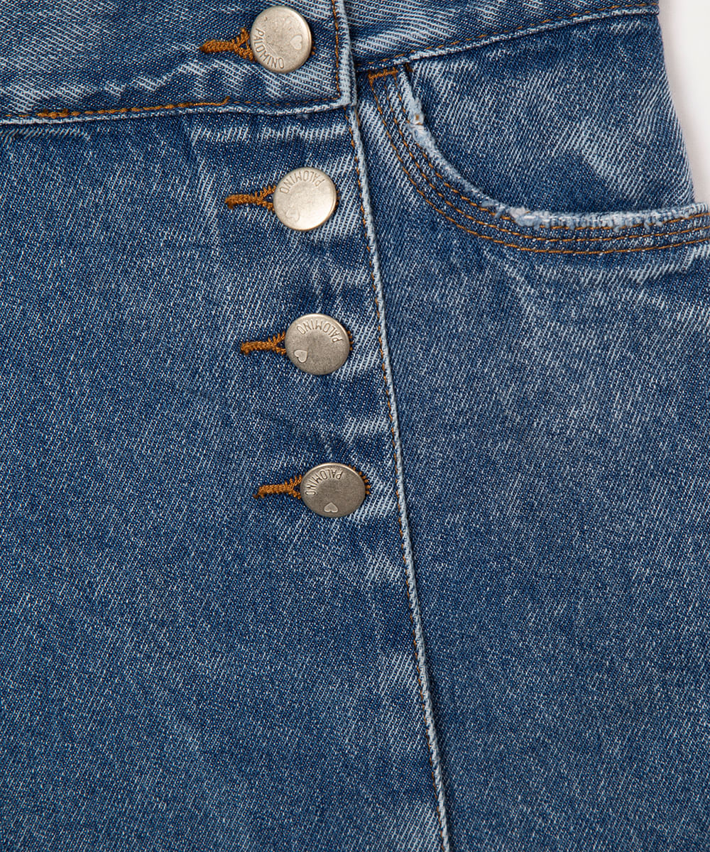 short saia infantil jeans transpassado azul