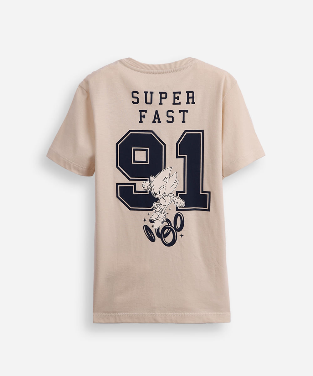 camiseta de algodão infantil sonic bege