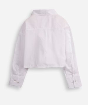 camisa de algodão juvenil com bolso deslocado off white