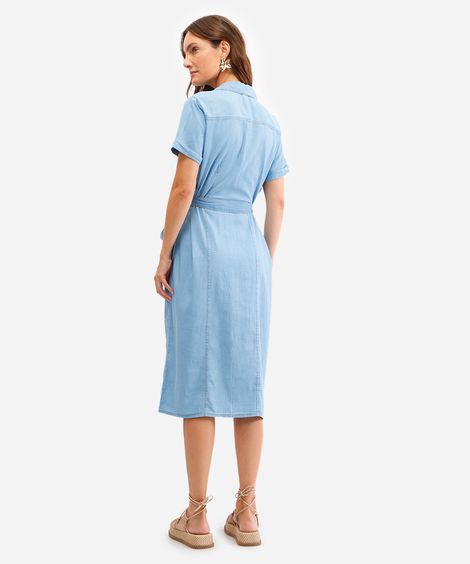 vestido chemise feminino jeans com faixa azul