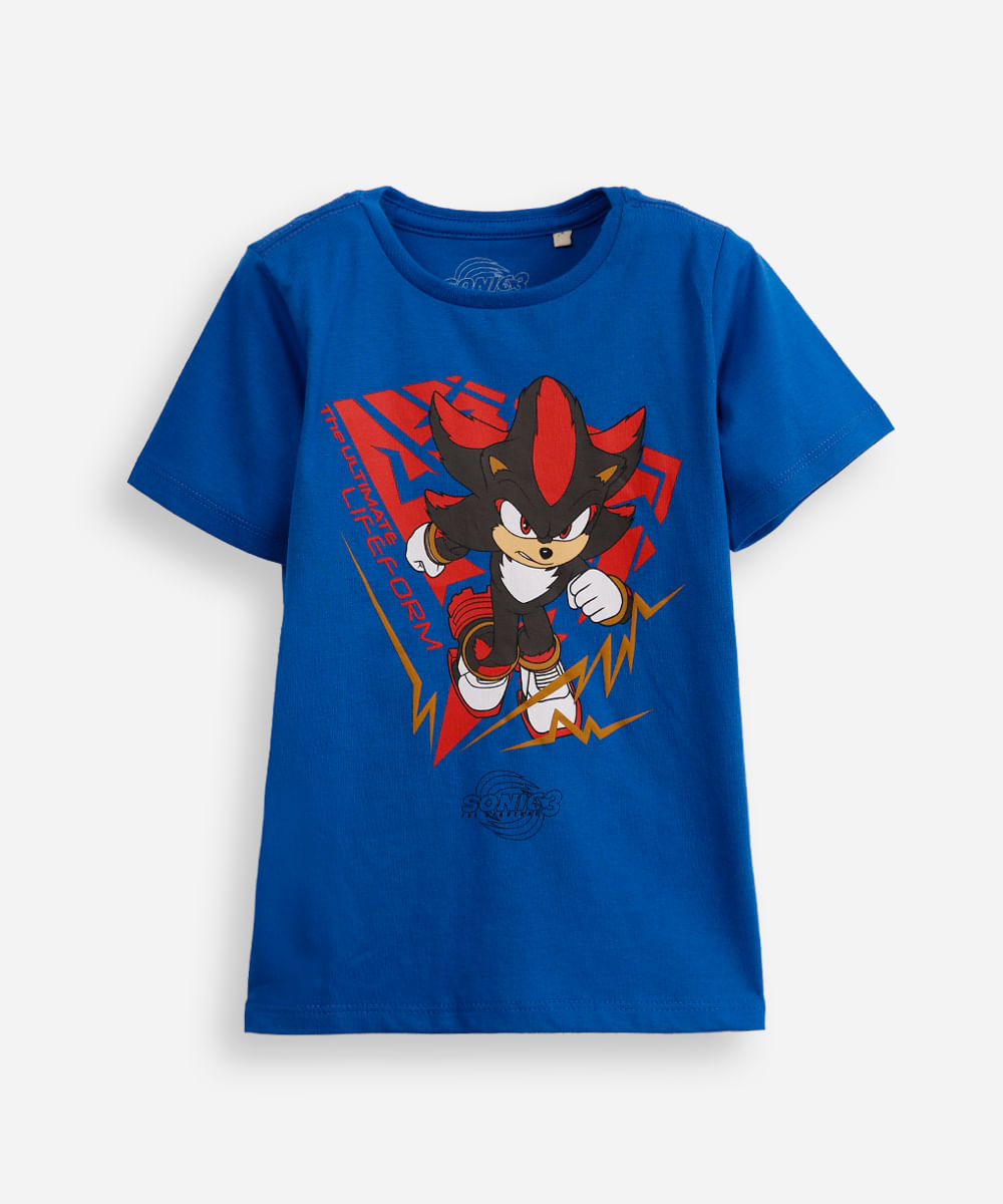 camiseta de algodão infantil sonic azul
