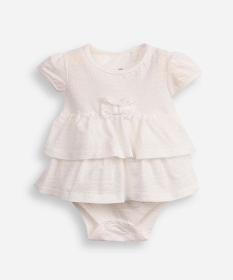 body vestido infantil manga curta com laço off white