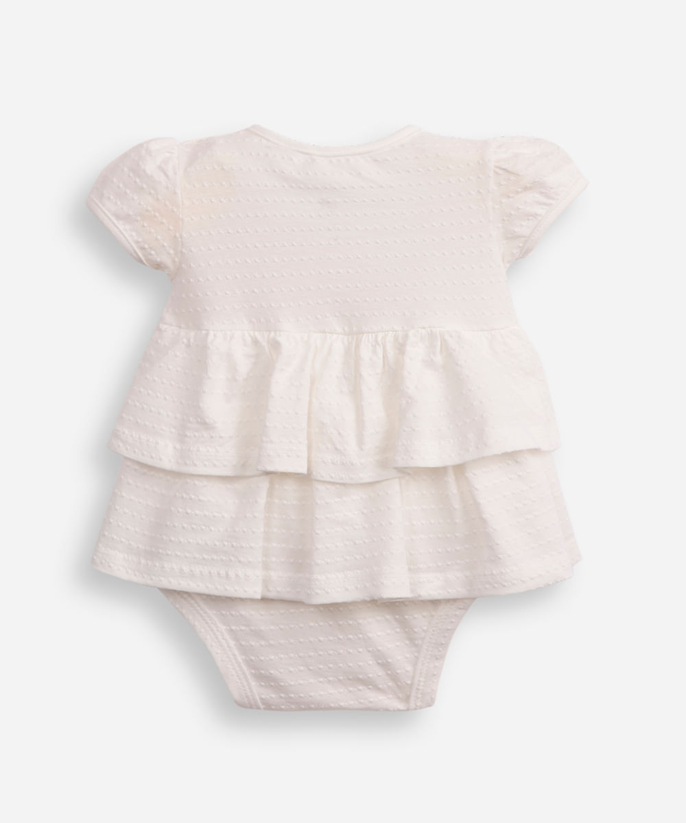 body vestido infantil manga curta com laço off white