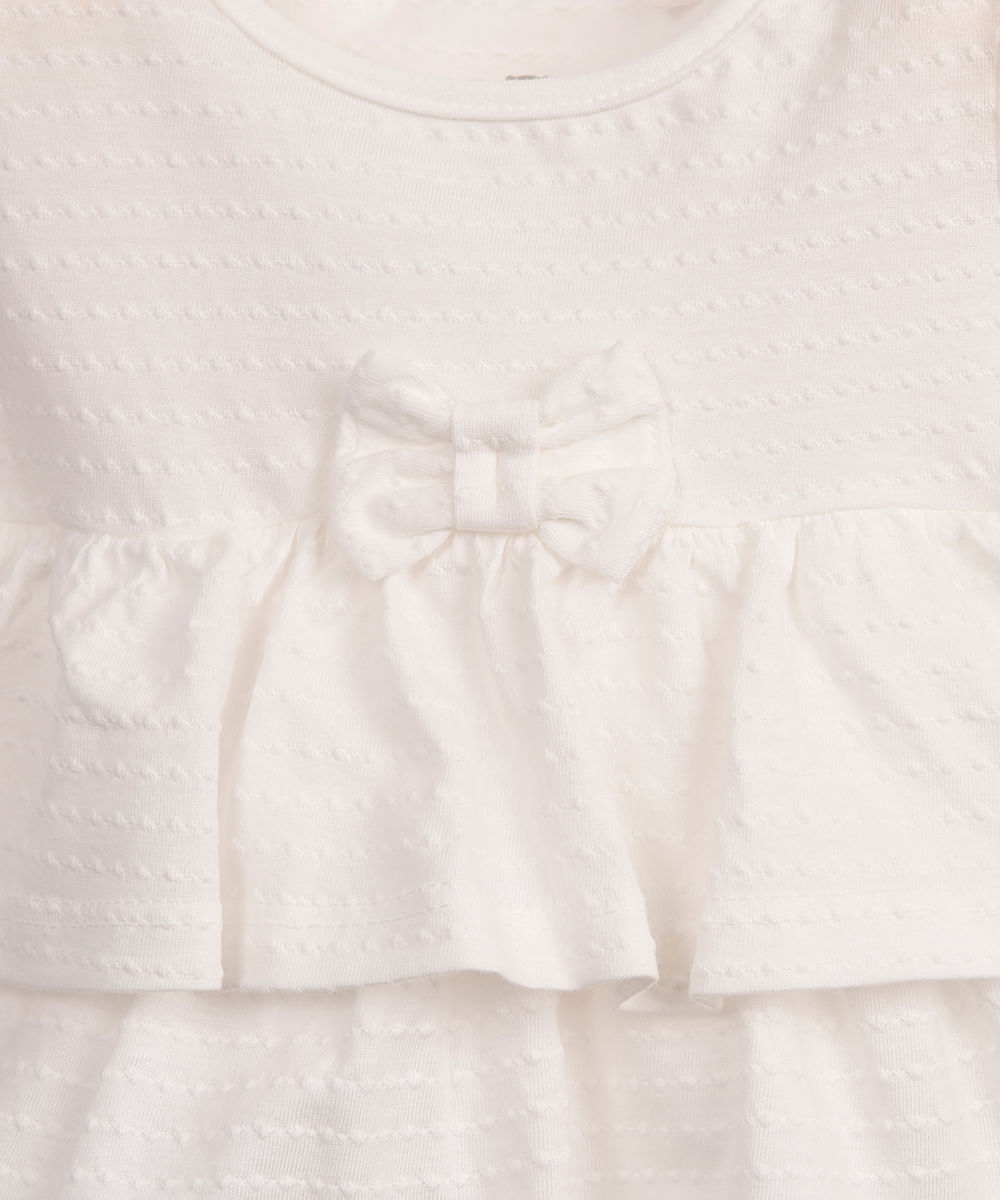 body vestido infantil manga curta com laço off white