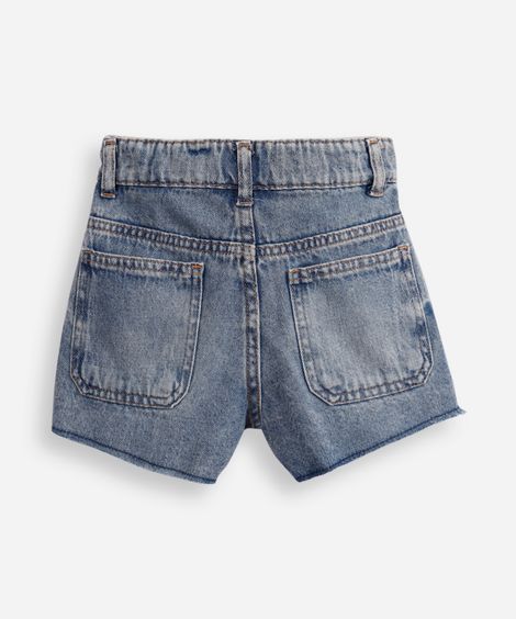 short mom infantil jeans com brilhos azul