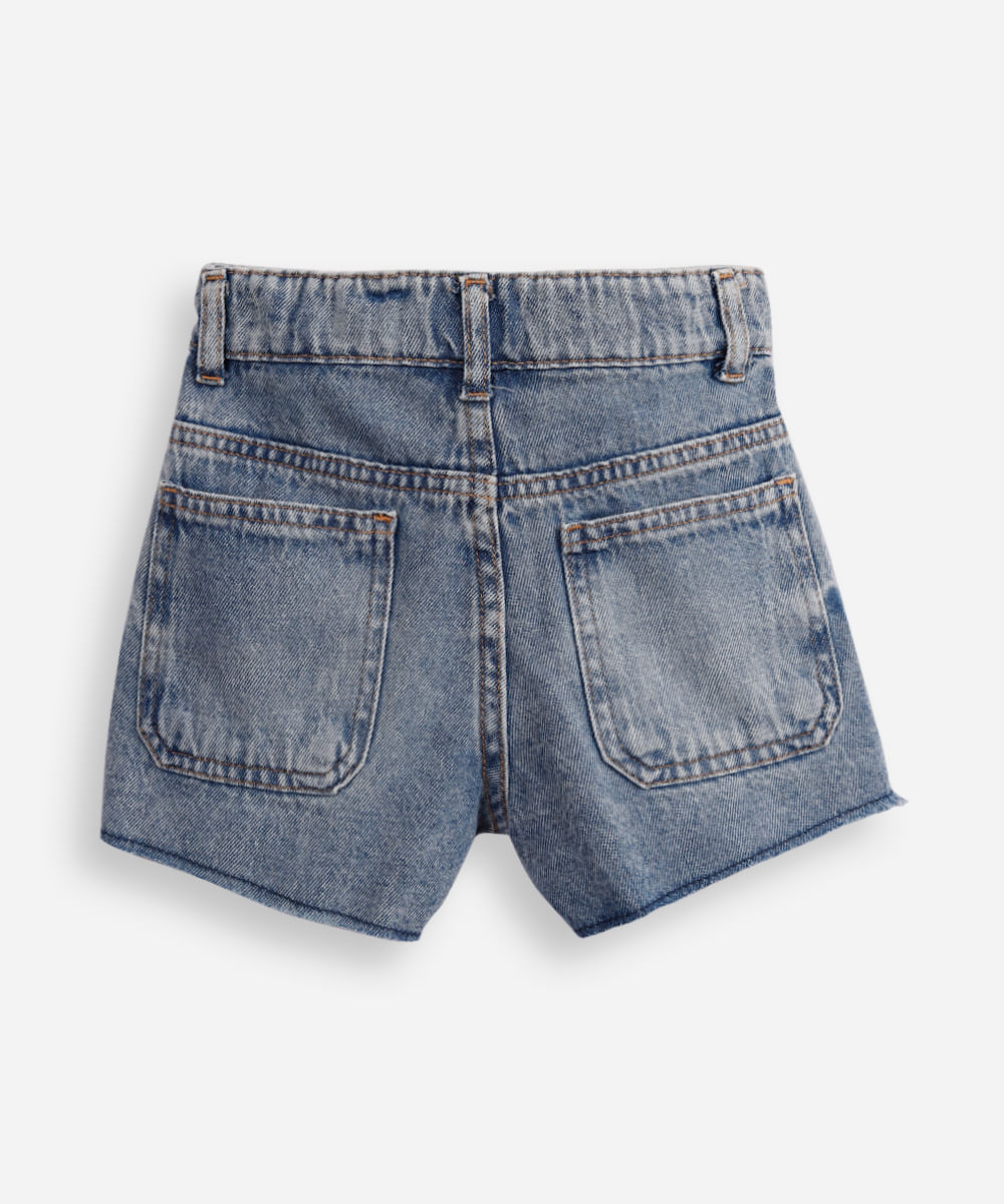 short mom infantil jeans com brilhos azul