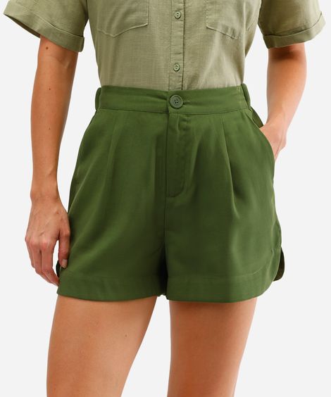 short de alfaiataria cintura alta - verde militar