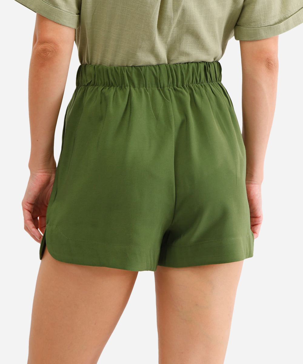 short de alfaiataria cintura alta - verde militar