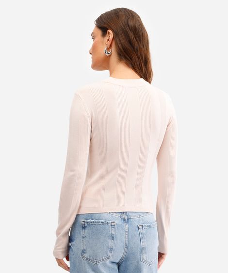 suéter básico de tricot canelado - cru