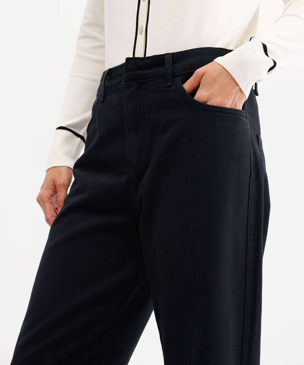 calça wide leg feminina de sarja preta