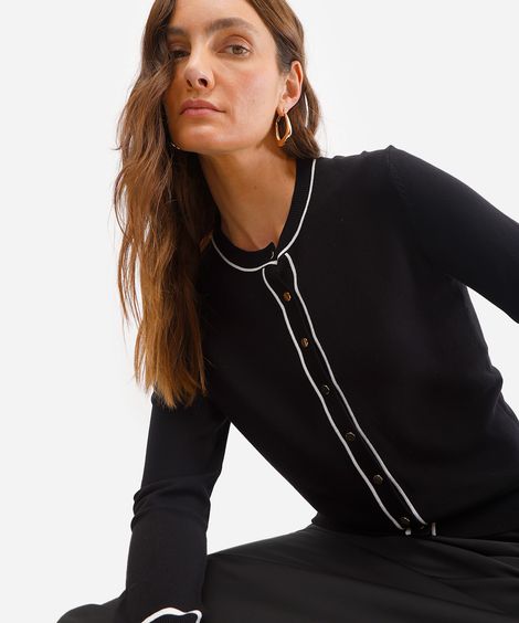 cardigan feminino de tricot preto