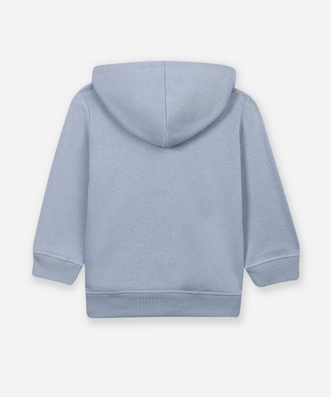 blusão infantil de moletom com capuz e bolso azul marinho - azul médio