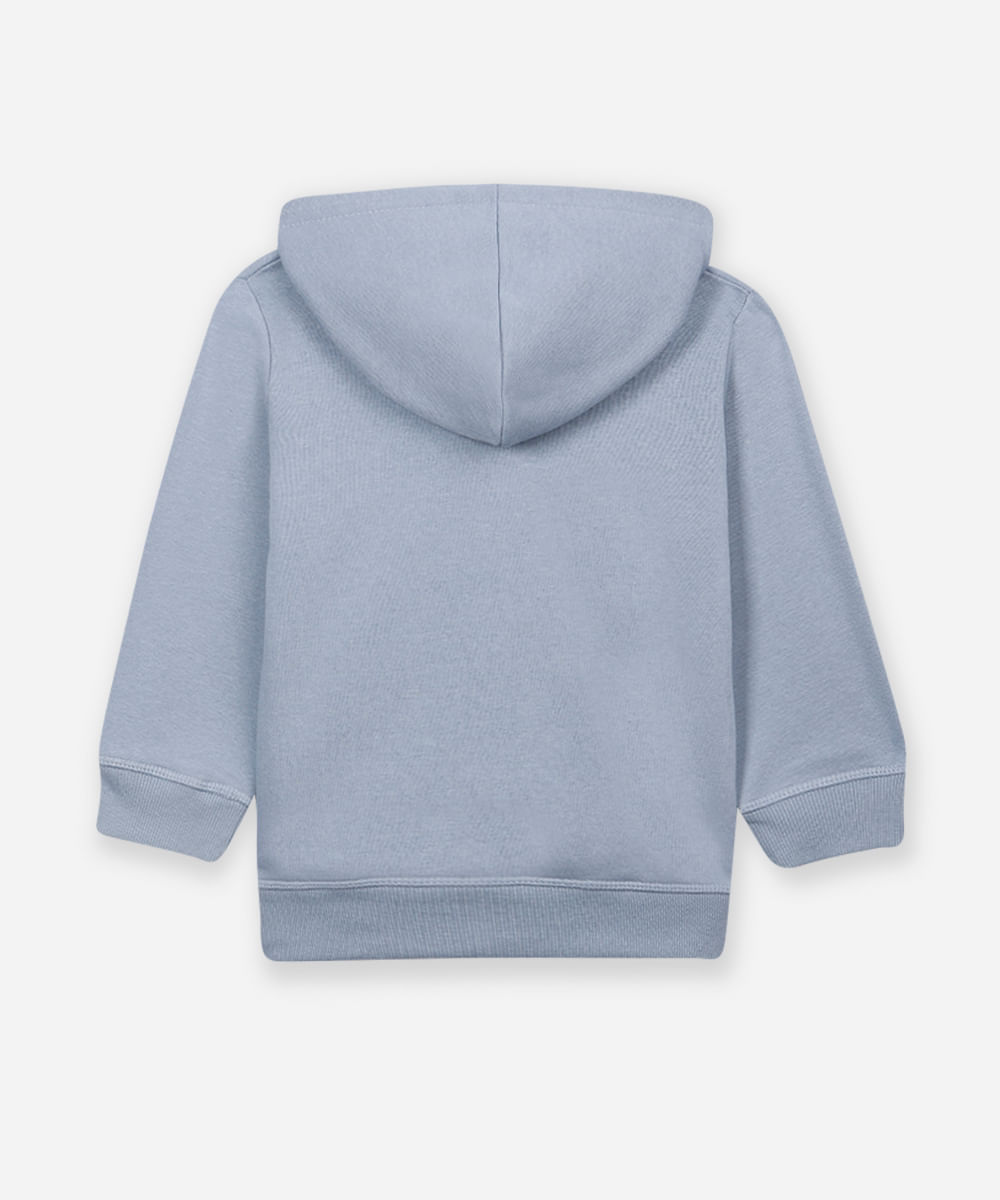 blusão infantil de moletom com capuz e bolso azul marinho - azul médio