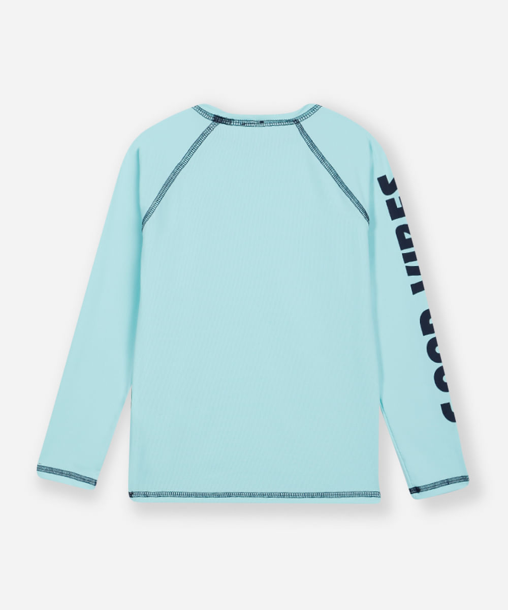 camiseta infantil manga longa proteção uv azul