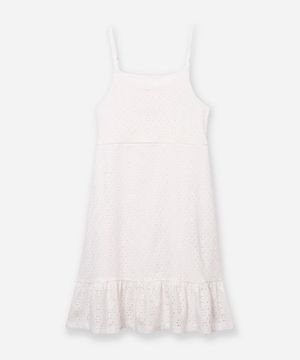 vestido midi juvenil de laise floral off white
