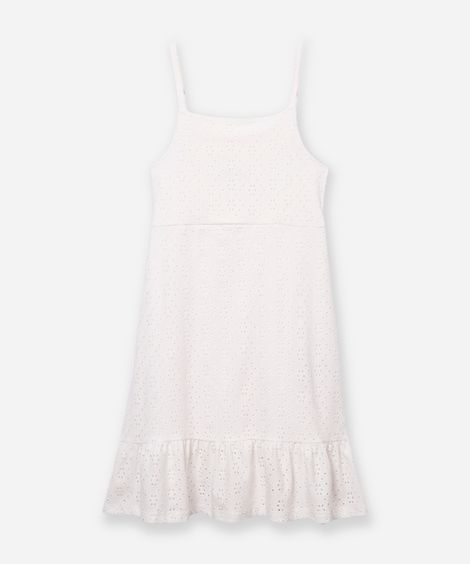 vestido midi juvenil de laise floral off white
