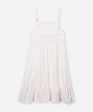 vestido midi juvenil de laise floral off white
