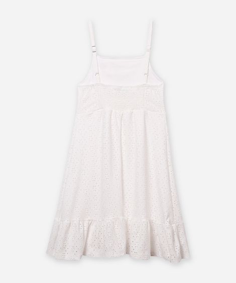 vestido midi juvenil de laise floral off white