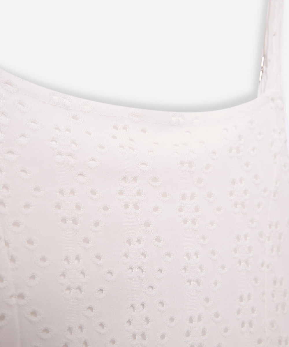 vestido midi juvenil de laise floral off white