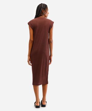 vestido midi muscle tee texturizado marrom