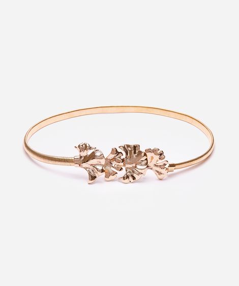 cinto de metal floral dourado