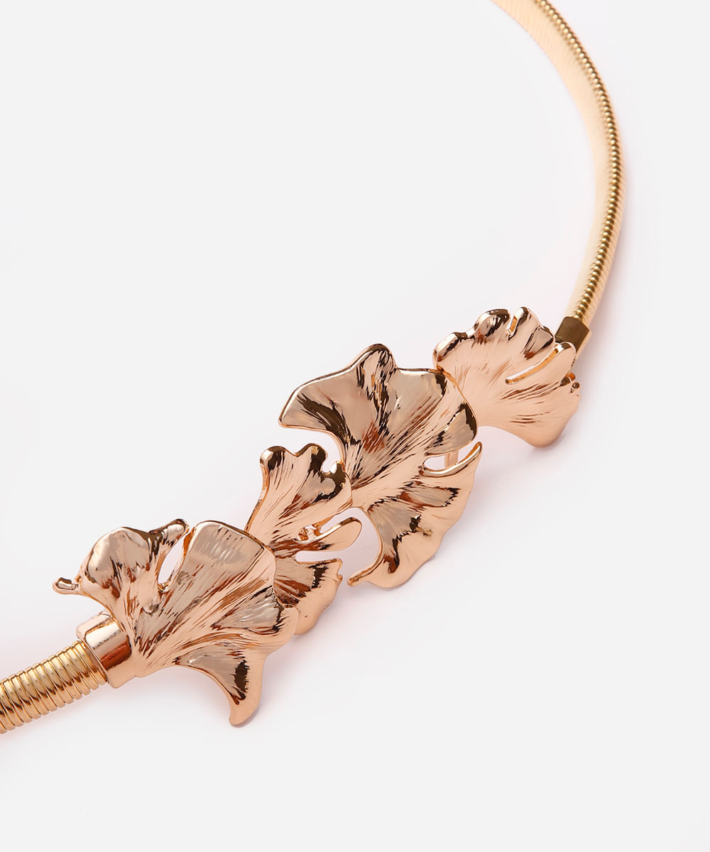 cinto de metal floral dourado