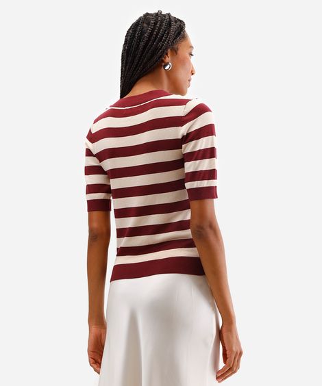 blusa feminina de tricot listrada vinho
