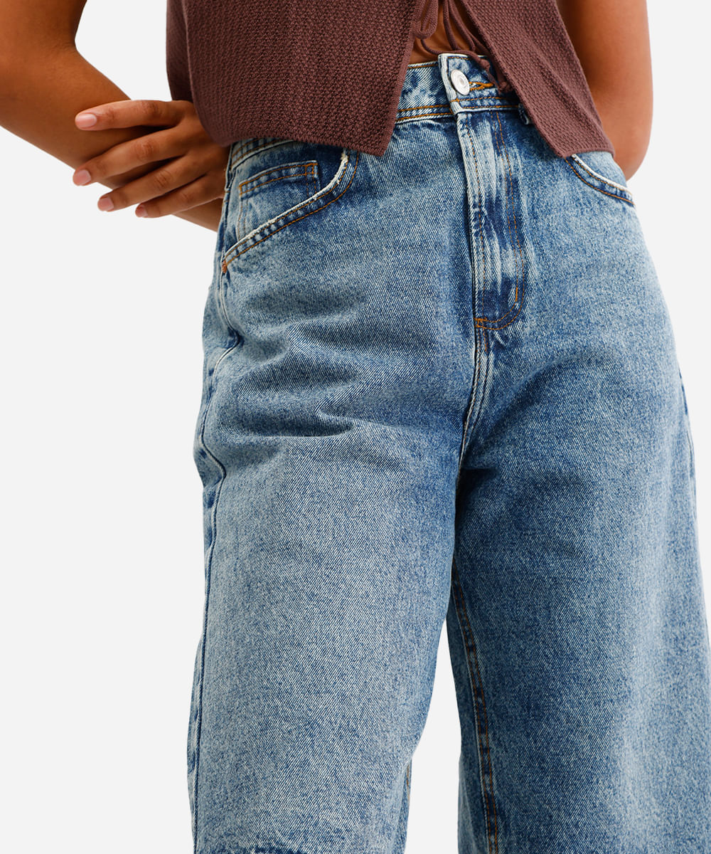 bermuda jorts feminina jeans destroyed azul