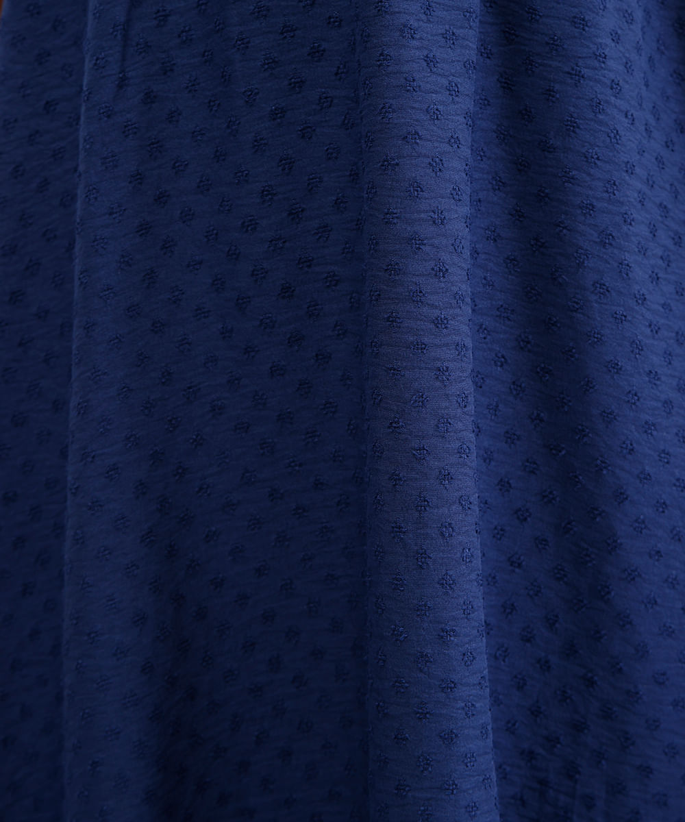 vestido curto feminino texturizado manga bufante azul