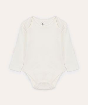 body infantil de algodão manga longa off white