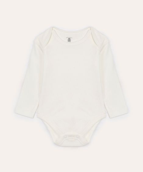 body infantil de algodão manga longa off white