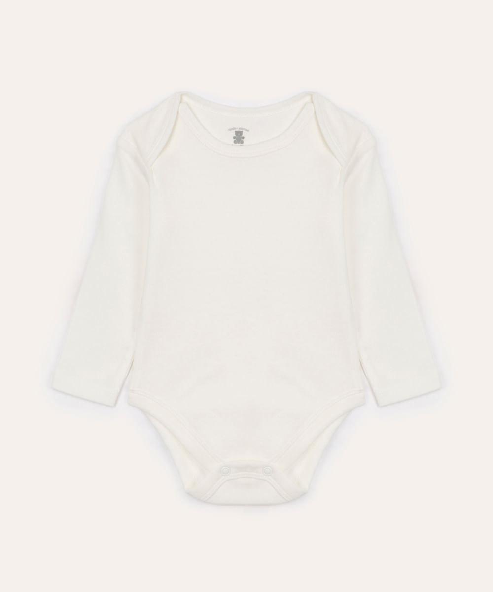 body infantil de algodão manga longa off white