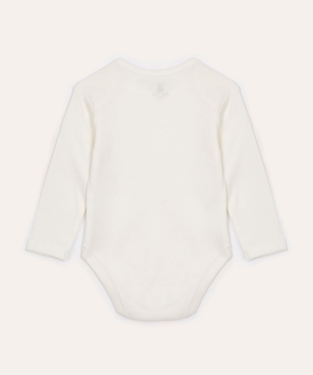 body infantil de algodão manga longa off white