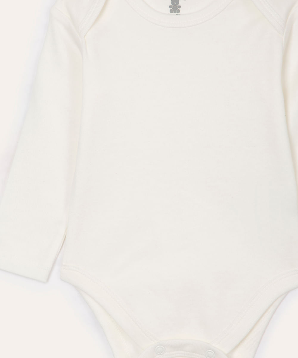 body infantil de algodão manga longa off white