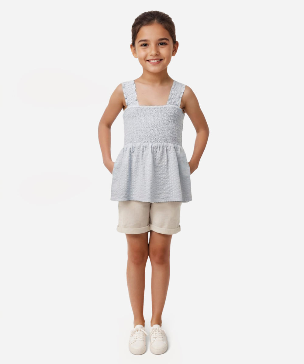 blusa de algodão infantil texturizada com lastex azul
